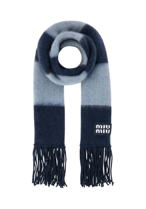 Miu Miu logo-embroidered scarf - Blue