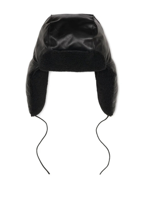 ROUGH. leather earflap beanie hat - Black