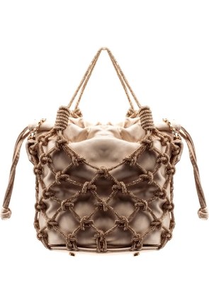 PHO FIRENZE woven mesh bucket bag - Neutrals
