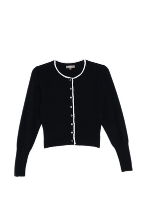 N.Peal lace trim crew neck cardigan - Blue