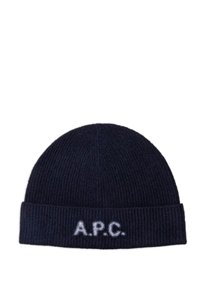 A.P.C. logo-embroidered beanie - Blue