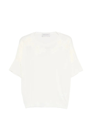 ERMANNO FIRENZE floral-lace T-shirt - Neutrals