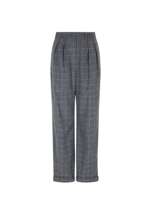 Emporio Armani check-motif flannel trousers - Grey