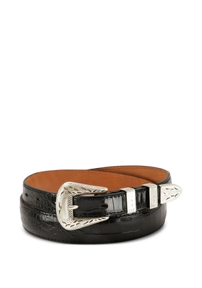 ADRIANO MENEGHETTI Palladium crocodile-embossed leather belt - Black