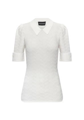 Emporio Armani collared pattern sweater - White