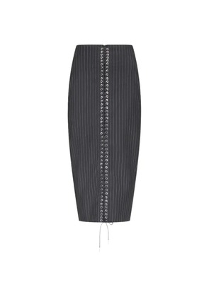 Ludovic de Saint Sernin pinstriped eyelet skirt - Grey