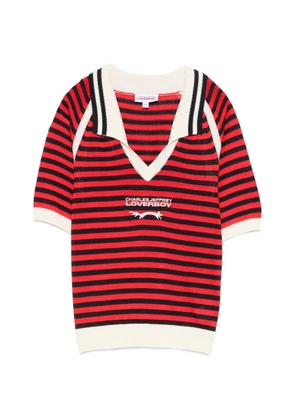 Charles Jeffrey Loverboy striped polo-collar T-shirt - Red