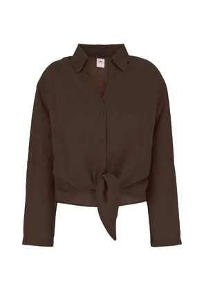 LOIS JEANS tie-front shirt - Brown