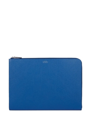 Smythson large Panama leather laptop casa - Blue