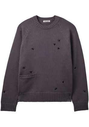 Undercover embroidered crew-neck jumper - Grey