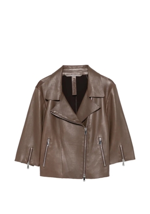 THE JACK LEATHERS zip leather jacket - Brown