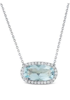 LB Exclusive diamond aquamarine pendant necklace - Silver