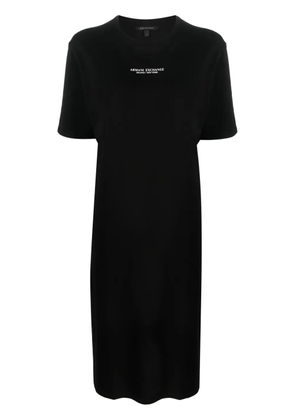 Armani Exchange logo-print side-slit T-shirt dress - Black