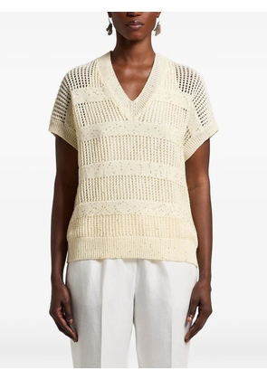 Peserico V-neck open knit top - Yellow