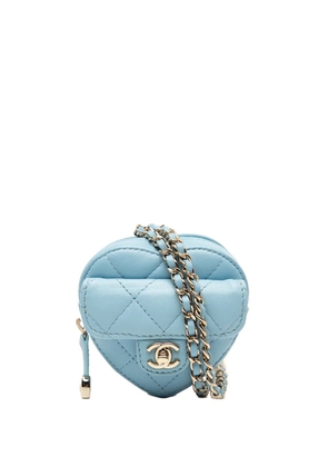 CHANEL Pre-Owned 2021 Mini Quilted Lambskin CC in Love Heart Necklace Bag crossbody bag - Blue