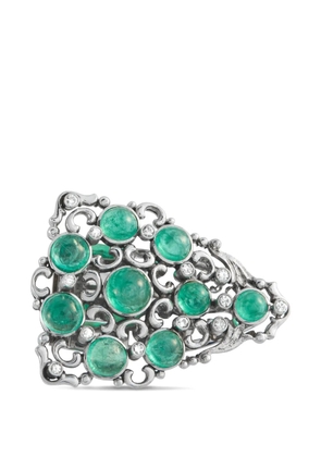 LB Exclusive diamond Colombian-emerald brooch - Silver