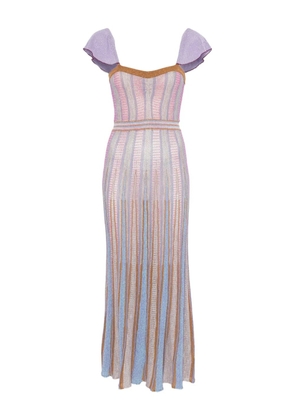 Forte Forte ruffled-sleeves striped maxi dress - Purple