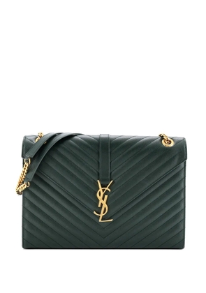 Saint Laurent Pre-Owned Classic Monogram Envelope Satchel Matelasse Chevron Leather Large shoulder bag - Green