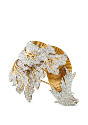 LB Exclusive diamond leaf brooch - Gold
