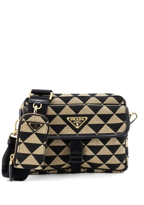 Prada Pre-Owned Symbole Front Pocket Zip Messenger Jacquard Small crossbody bag - Black