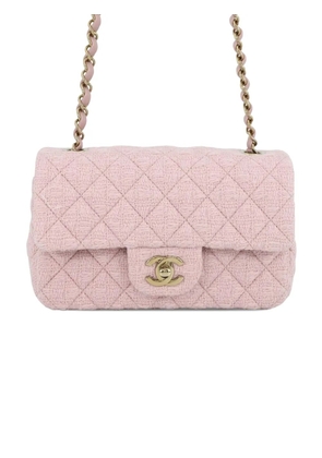 CHANEL Pre-Owned 2021 Mini Classic Rectangular Tweed Single Flap crossbody bag - Pink