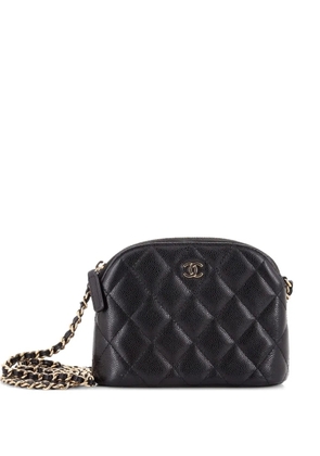 CHANEL Pre-Owned CC Dome Zip Clutch with Chain Quilted Caviar Mini crossbody bag - Black