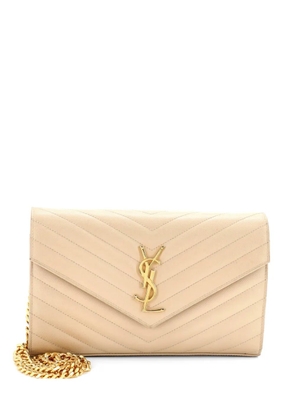 Saint Laurent Pre-Owned Classic Monogram Wallet on Chain Matelasse Chevron Leather Medium crossbody bag - Neutrals
