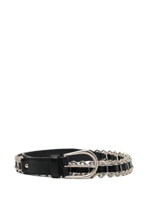 Miu Miu Pre-Owned chain link leather belt - Black