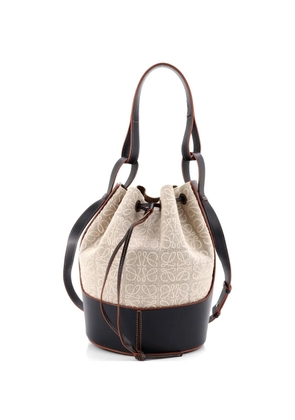 Loewe Pre-Owned Balloon Anagram Canvas and Leather Small bucket bag - Neutrals