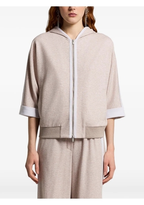 Peserico hooded striped jacket - Neutrals