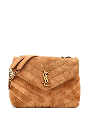 Saint Laurent Pre-Owned Loulou Matelasse Chevron Suede Small shoulder bag - Neutrals