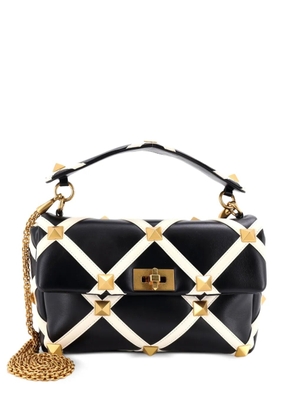 Valentino Garavani Pre-Owned Roman Stud Flap Bag Quilted Leather Large crossbody bag - Black