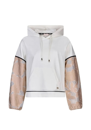 LIU JO floral sleeve hooded sweatshirt - White