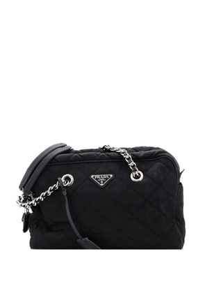 Prada Pre-Owned Chain Quilted Tessuto Medium shoulder bag - Black