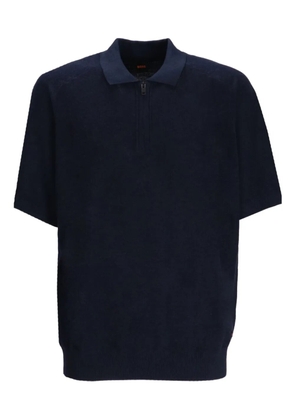 BOSS zip-up short-sleeve polo shirt - Blue