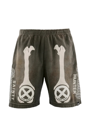 SAINT MXXXXXX bone-print shorts - Grey