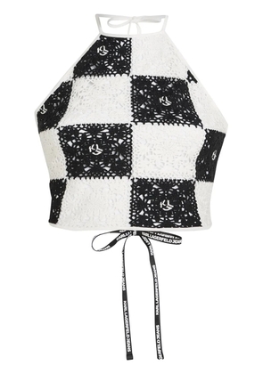 Karl Lagerfeld Jeans halterneck crochet top - White