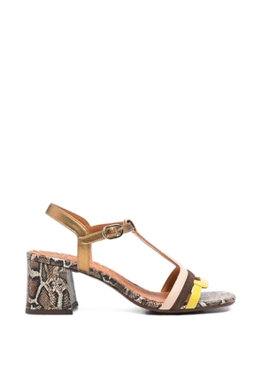 Chie Mihara Liluce T-strap snake-effect sandals - Brown