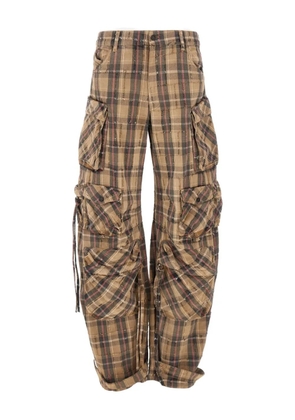 The Attico checked multi-pocket trousers - Brown