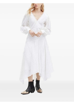 AllSaints Aviana eyelet-embroidered asymmetric dress - White