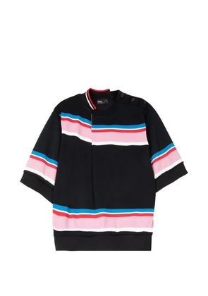Kolor striped button-detail T-shirt - Black