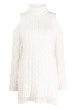 P.A.R.O.S.H. cold-shoulder cable-knit jumper - White