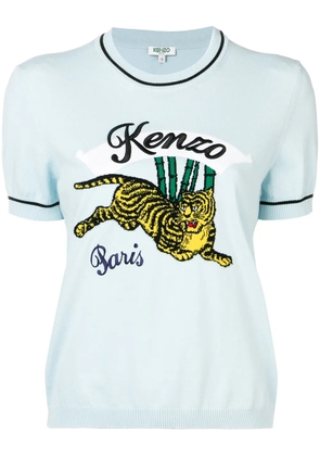 Kenzo embroidered tiger logo T-shirt - Blue