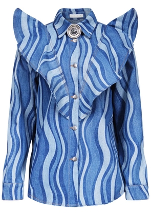 AREA sunray-patterned denim shirt - Blue
