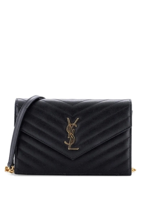 Saint Laurent Pre-Owned Classic Monogram Wallet on Chain Matelasse Chevron Leather Small crossbody bag - Black
