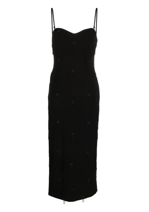 P.A.R.O.S.H. embroidered crepe midi dress - Black