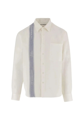 JW Anderson logo-stripe button-down linen shirt - White