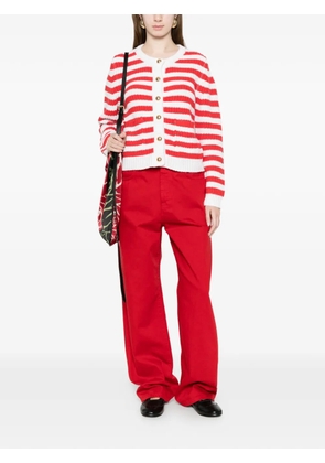 Allude striped buttoned cardigan - Red