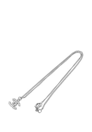 CHANEL Pre-Owned 2012 Silver Plated CC Rhinestone Pendant Necklace costume necklace