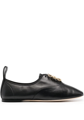 LOEWE logo-plaque leather ballet shoes - Black